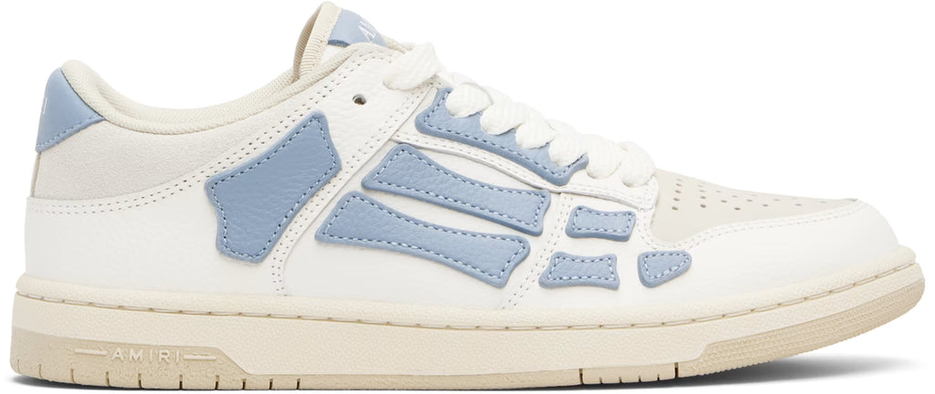 White & Blue Skel Top Low Sneakers