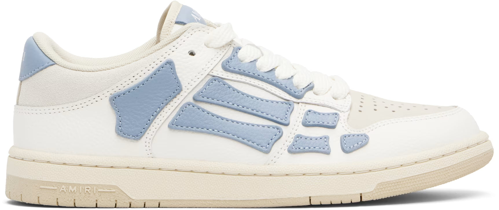 White & Blue Skel Top Low Sneakers