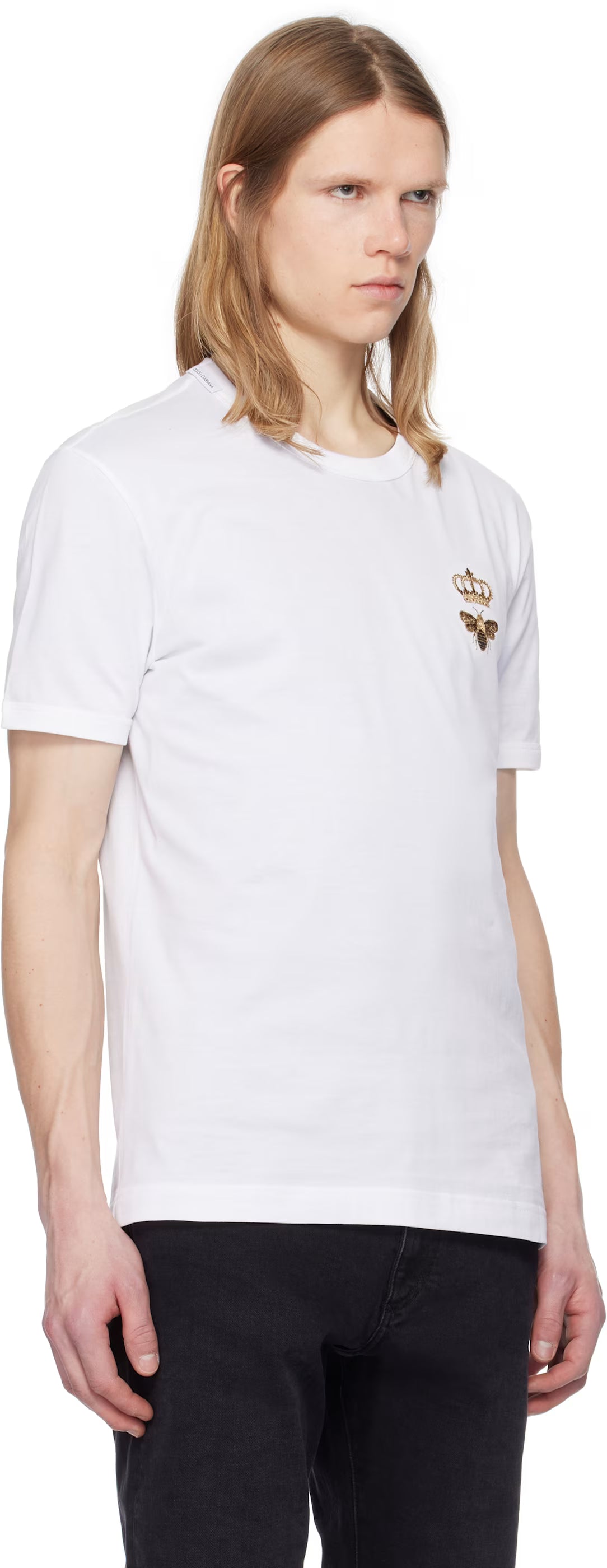 Dolce&Gabbana White Cotton Embroidery T-shirt