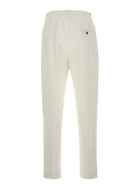 Jacquemus White Pants with Button Closure in Cotton Man