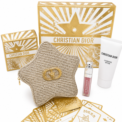DIOR Exclusive Gift Set – Gold Star Pouch + Pink Lip Gloss