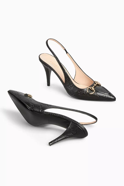 Horsebit 85 Slingback Pumps in Leather