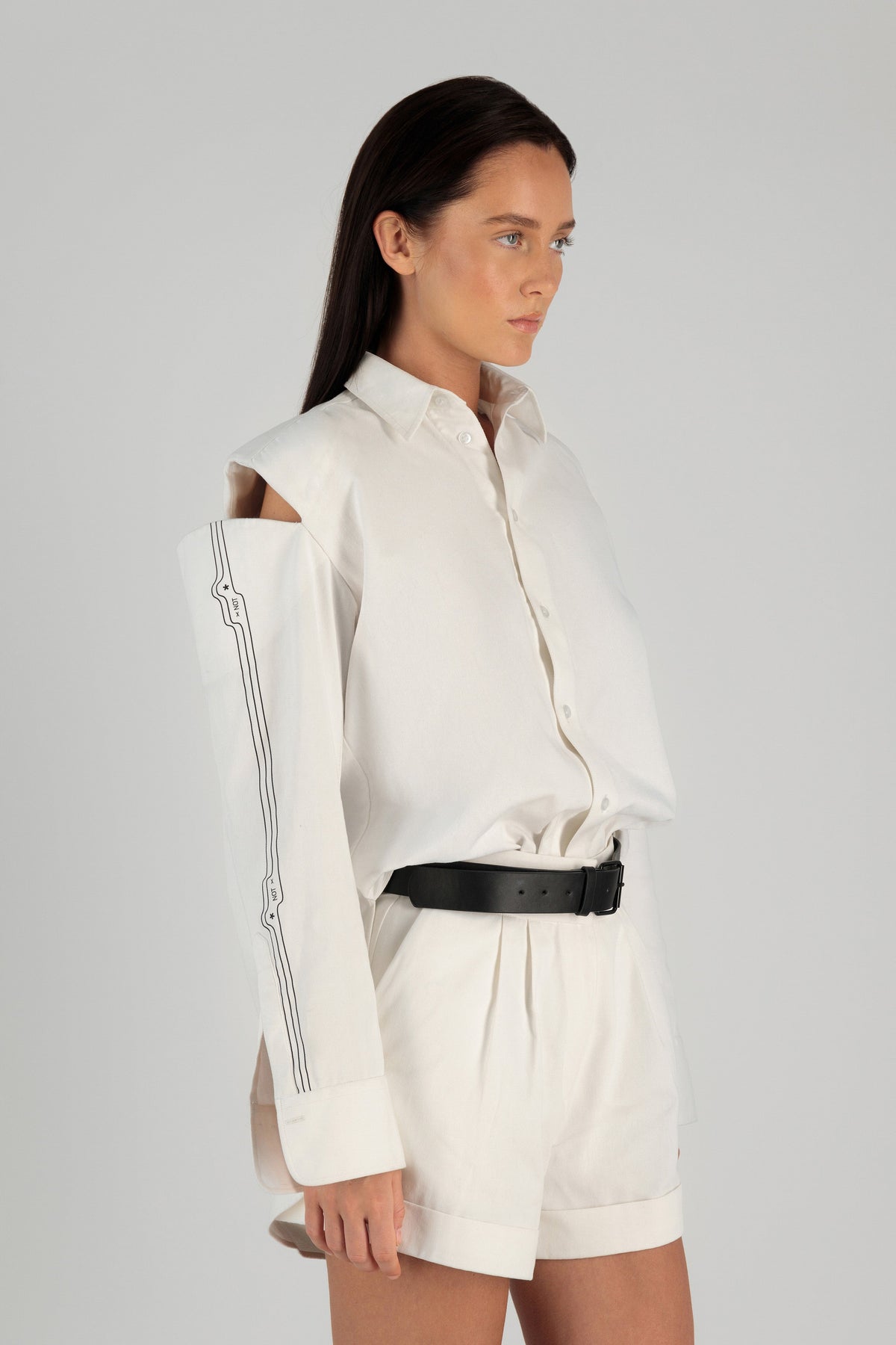 TWILL SHOULDER CUTOUT SHIRT