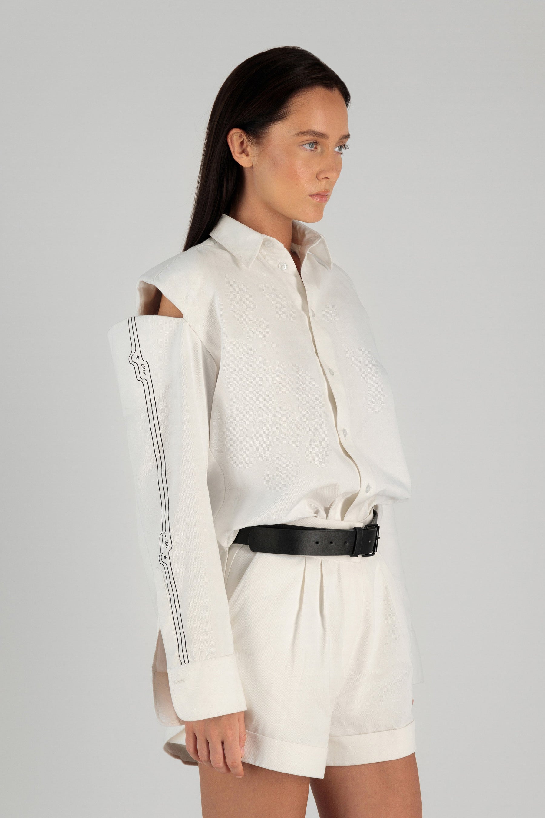 TWILL SHOULDER CUTOUT SHIRT