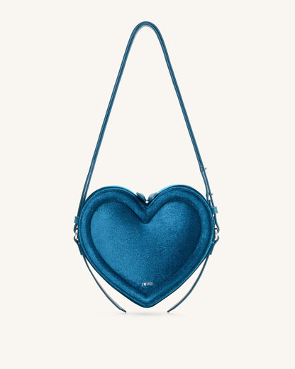 Arlene Velvet Heart Shaped Bag - Green