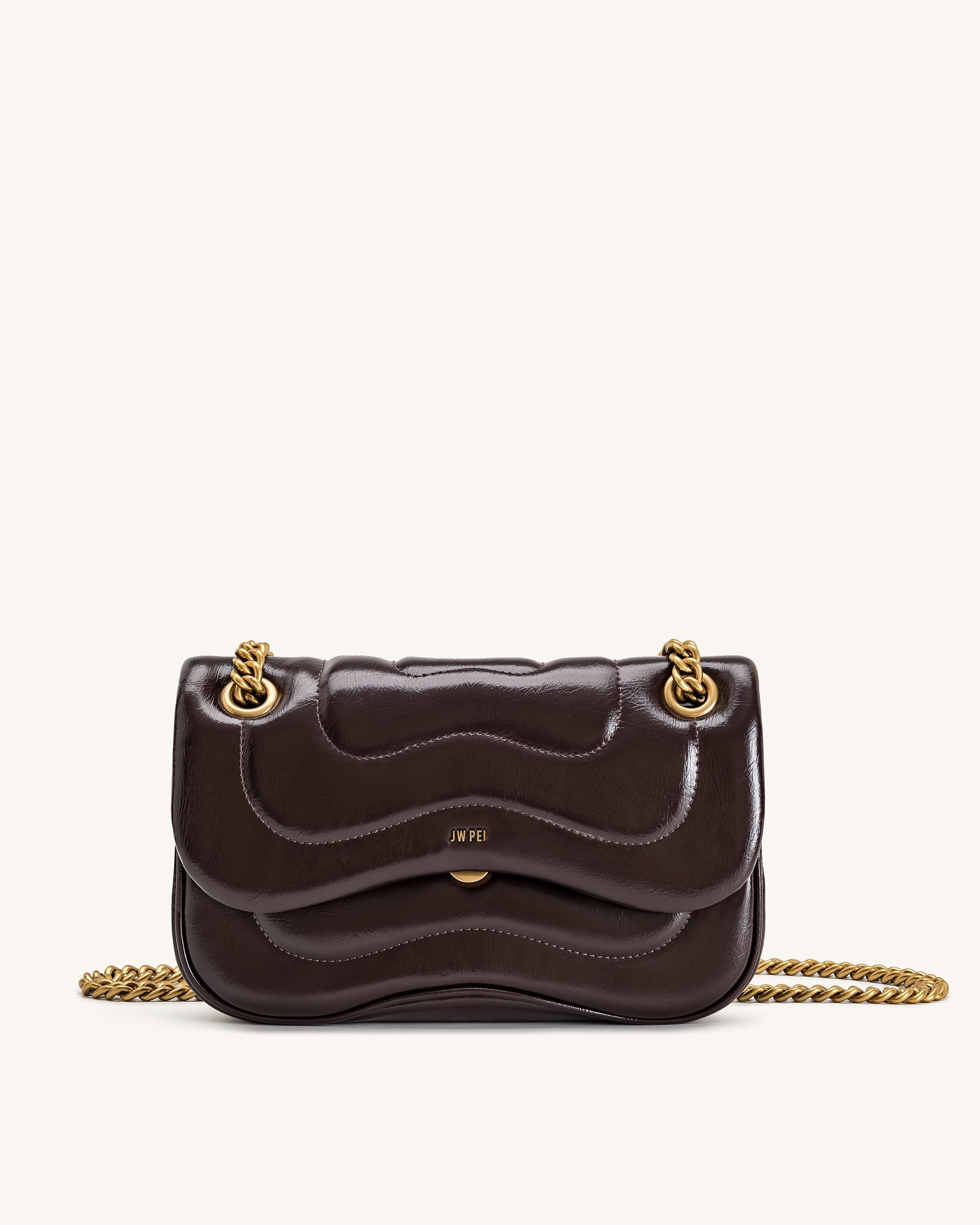 Tina Quilted Chain Crossbody - Brown