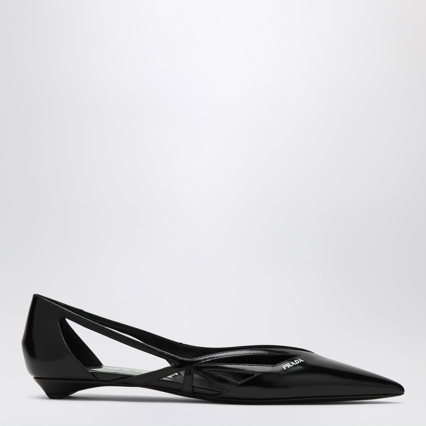 Prada Black Patent Pointed-Toe Cutout Flats
