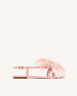 Fluffy Flats Sandals - Pink Beige