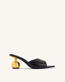 Ellie Sphere Heel Mules - Black