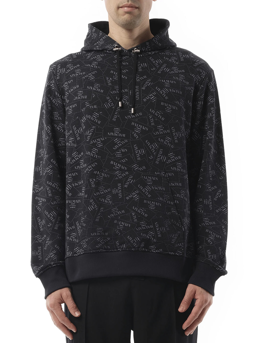 Allover Couture Label Hoodie in Black/White