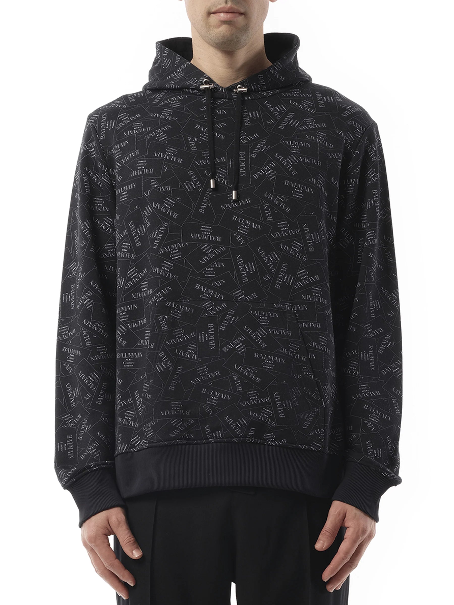 Allover Couture Label Hoodie in Black/White