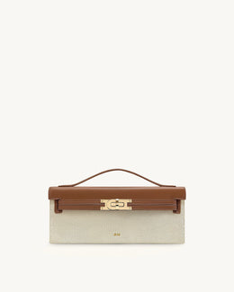 Bria Structured Top Handle Bag - Brown Canvas