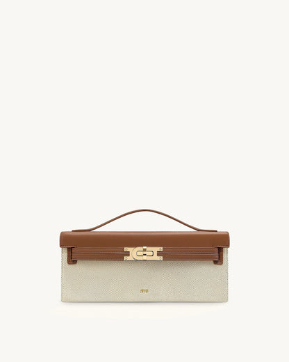 Bria Structured Top Handle Bag - Brown Canvas