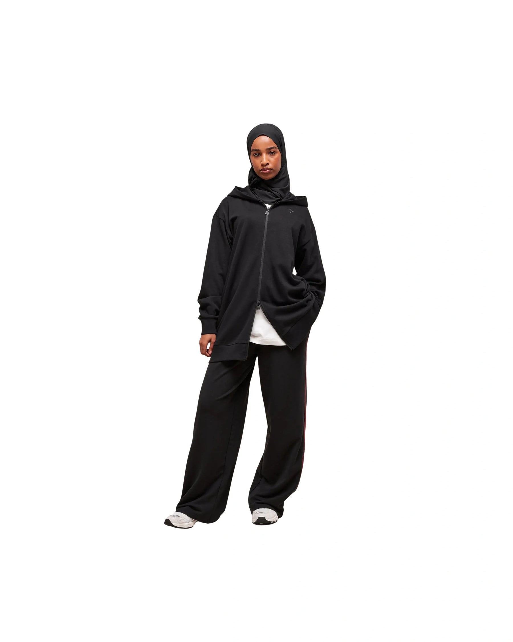 Gymshark Covered Longline Zip Up Hoodie oversized fit Black