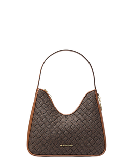 Nayla Small Woven Signature Logo Hobo Shoulder Bag