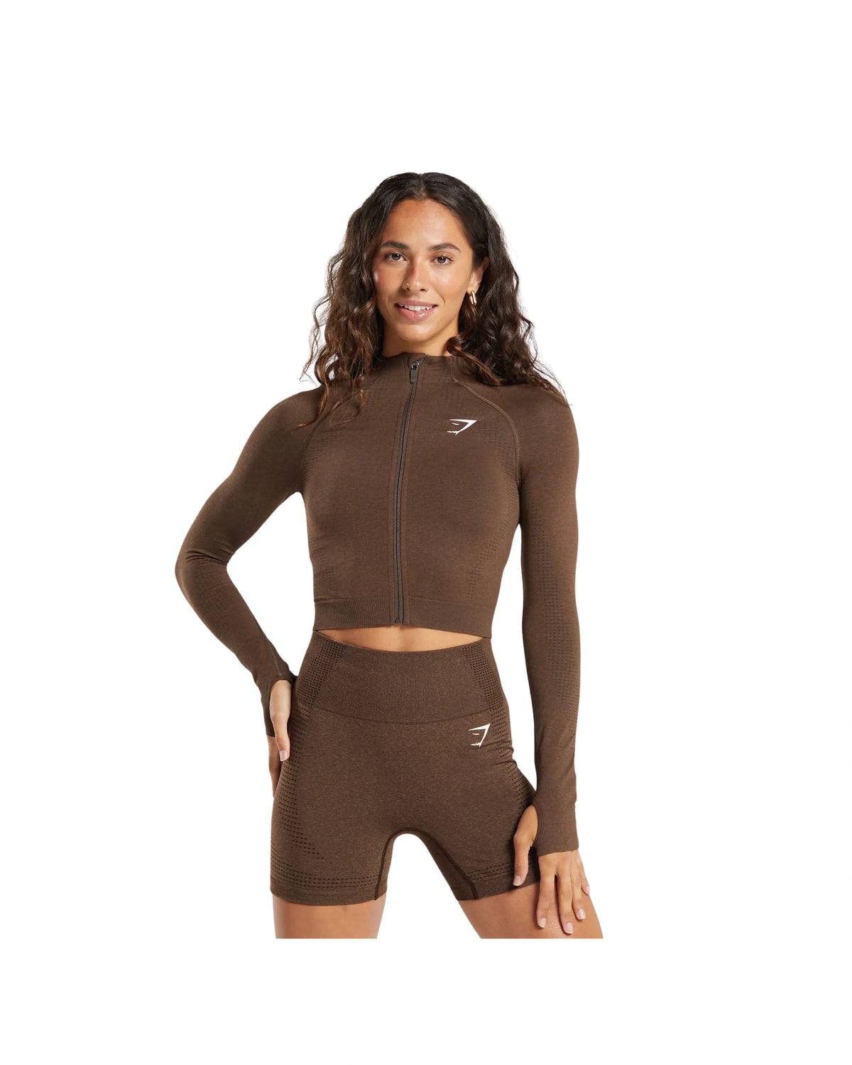 Gymshark Vital Midi Zip Up Jacket Espresso Marl