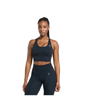 Gymshark Lift Seamless Midi Tank With Shelf Midnight Blue