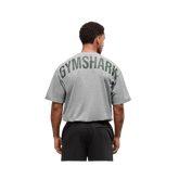 Gymshark Power T-Shirt Oversized Fit Charcoal Core Marl/Trail Green