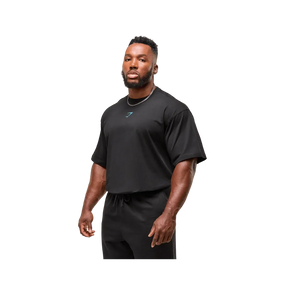 Gymshark Power T-Shirt Oversized Fit Black/Brand Blue