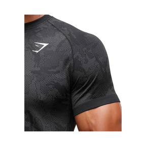 Gymshark Geo Seamless T-Shirt Slim Fit Black/Charcoal Grey