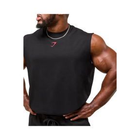 Gymshark Power Cut Off Tank Oversized Fit Black/Conditioning Red