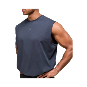 Gymshark Power Cut Off Tank Oversized Fit Heavy Blue