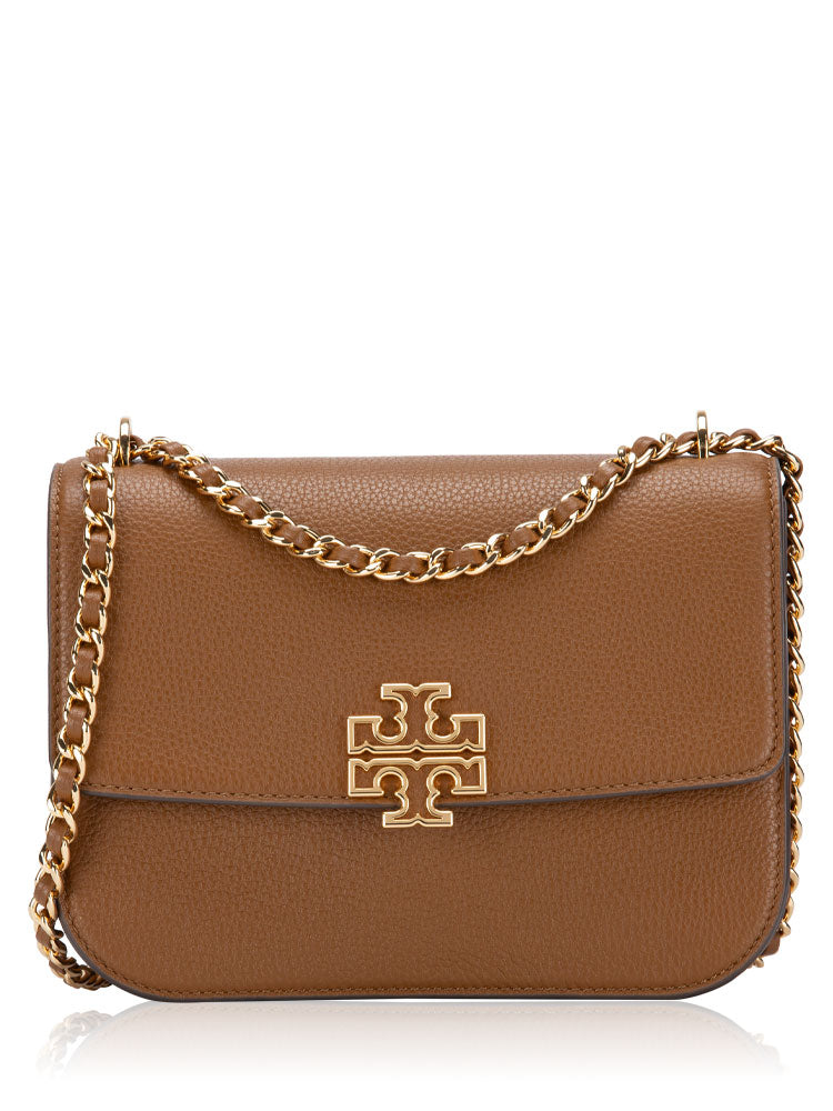 Tory Burch Britten Leather Adjustable Small Shoulder Bag Moose
