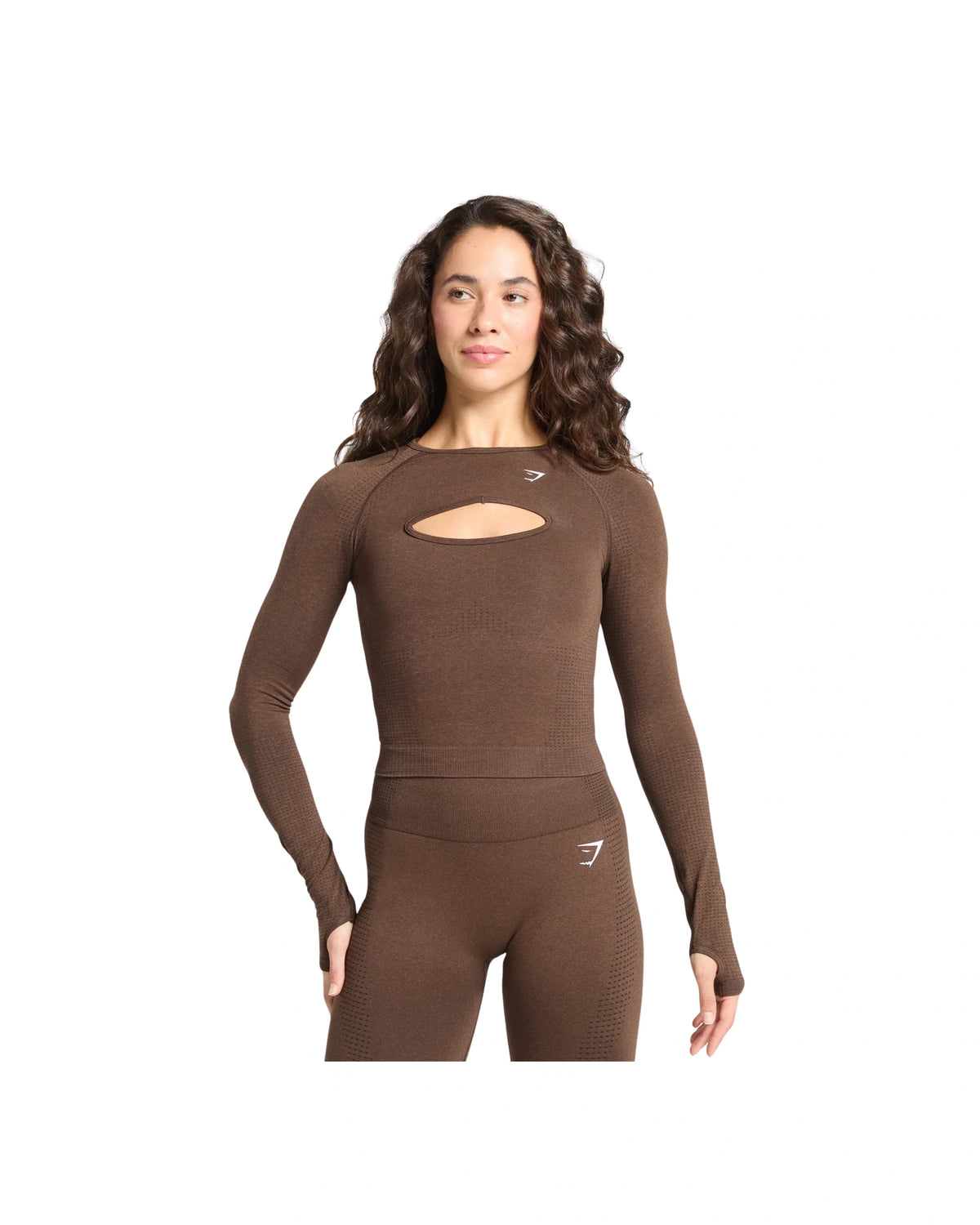 Gymshark Vital Long Sleeve Cut Out Top Body fit Espresso Marl