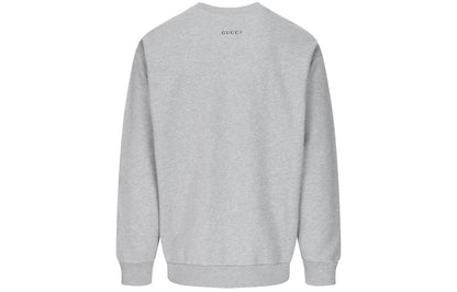 Gucci x Disney Crossover Donald Duck Cartoon Printing Round Neck Pullover Gray