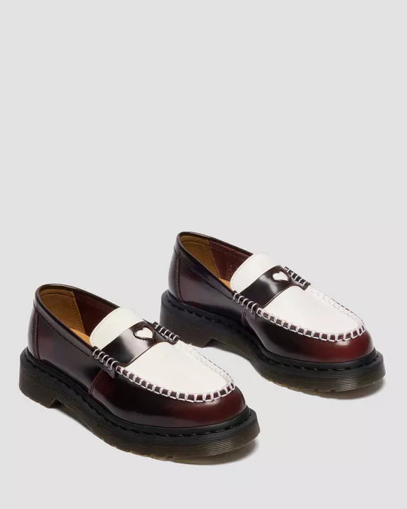 PENTON HEART TWO-TONE RUB-OFF LEATHER LOAFERS