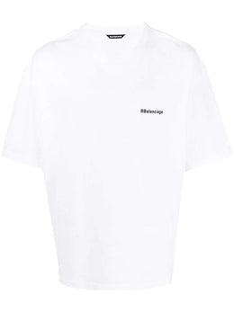 Balenciaga BB Logo Embroidered Oversized T-Shirt in White