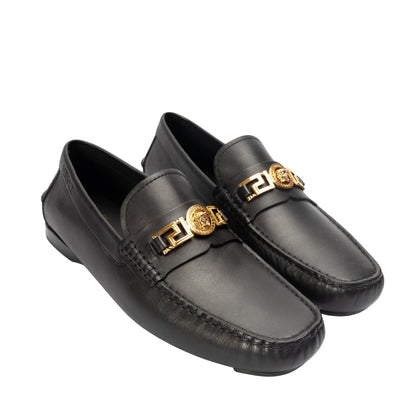 Versace Medusa Hardware Leather Loafers – Black