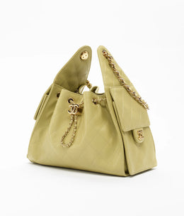 CHANEL 25 Small Handbag Grained Calfskin & Gold-Tone Metal Green