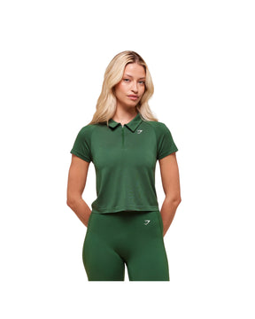 Gymshark Retro Seamless Midi Polo Classic Green