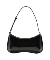 Black Leather Shoulder Bag Curved Silhouette