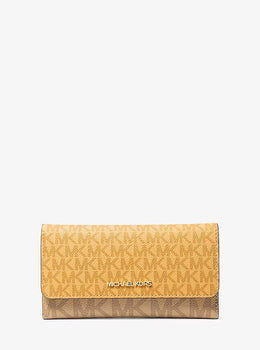 Jet Set Large Signature Logo Tri-Fold Wallet HONEYWHEAT MULTI