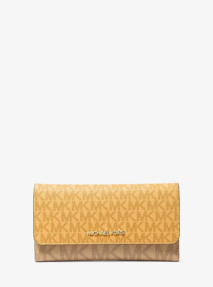 Jet Set Large Signature Logo Tri-Fold Wallet HONEYWHEAT MULTI