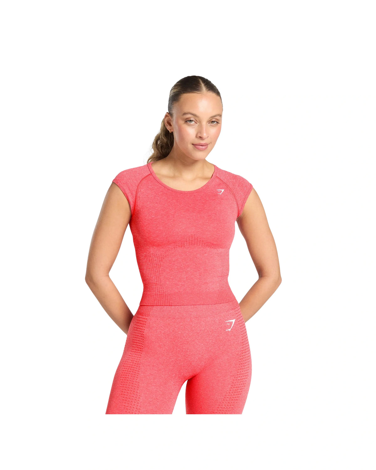 Gymshark Vital Scoop Neck Top Coral Red Marl
