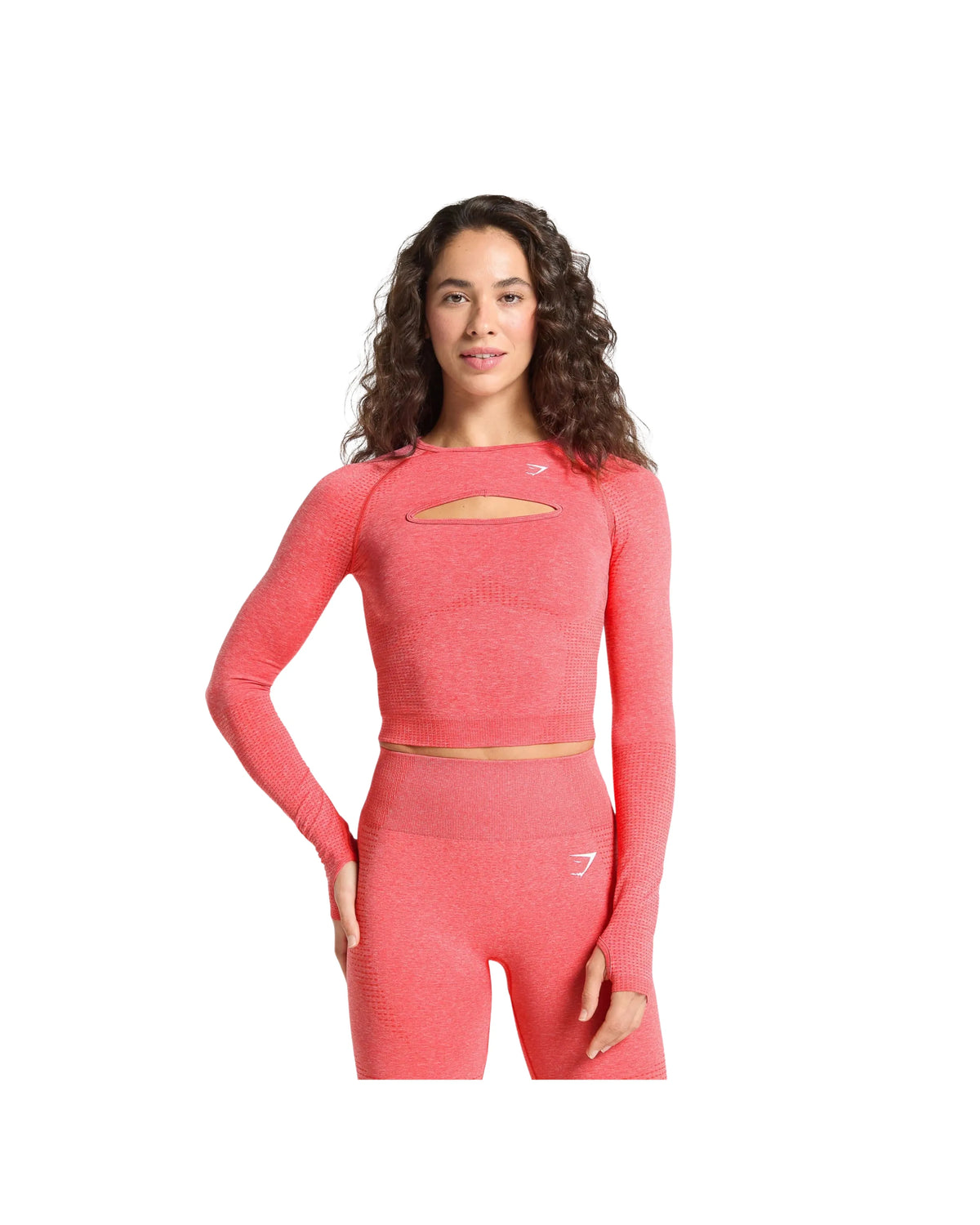 Gymshark Vital Long Sleeve Cut Out Top Coral Red Marl