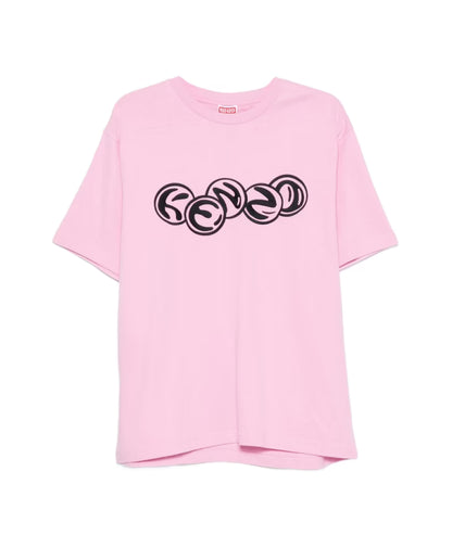 Kenzo Pink Logo Print Crew Neck T-shirt