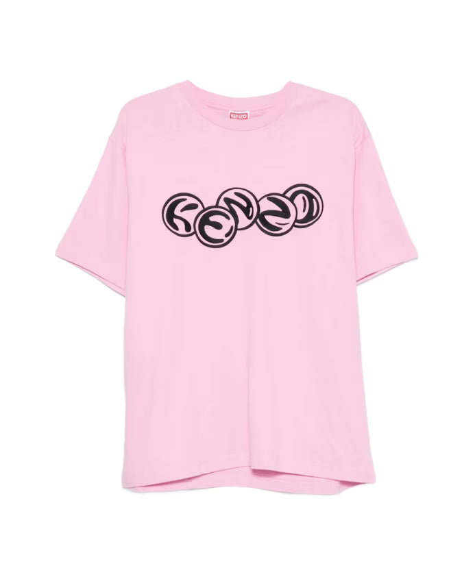 Kenzo Pink Logo Print Crew Neck T-shirt
