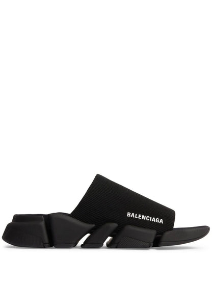 BALENCIAGA MEN Speed 2.0 Slide Knit Sandals Black