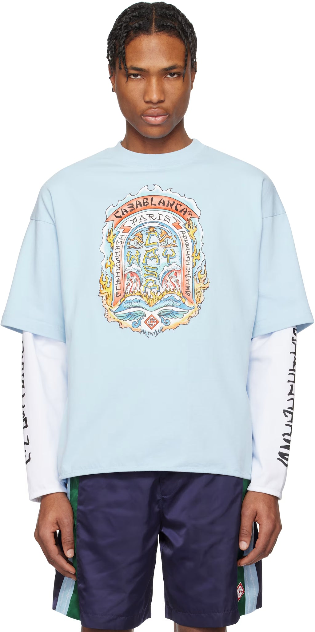 Blue 'Casa Way' Skate Double Layer T-shirt
