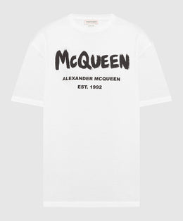 White t-shirt with Mcqueen Graffiti print