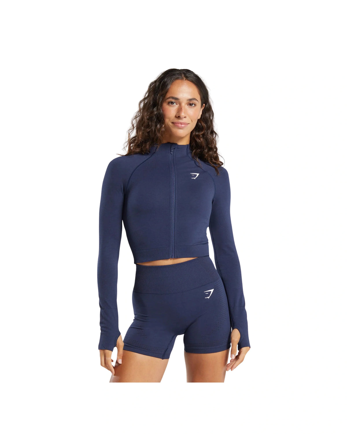 Gymshark Vital Midi Zip Up Jacket Heavy Blue Marl