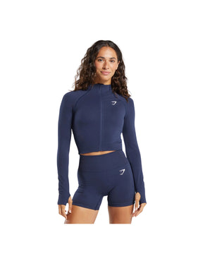 Gymshark Vital Midi Zip Up Jacket Heavy Blue Marl