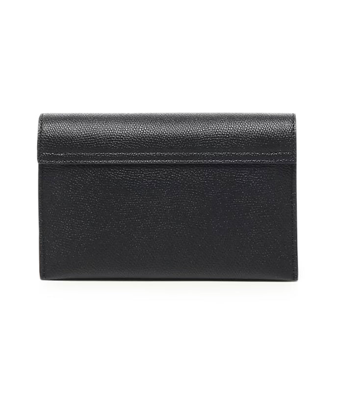 Black Calfskin Wallet with Chain Strap