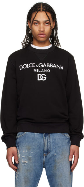 Dolce&Gabbana Black 'DG' Embroidery Jersey Sweatshirt