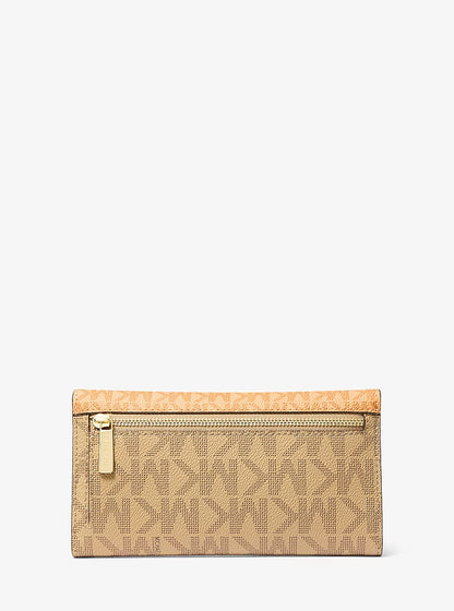 Jet Set Large Signature Logo Tri-Fold Wallet HONEYWHEAT MULTI