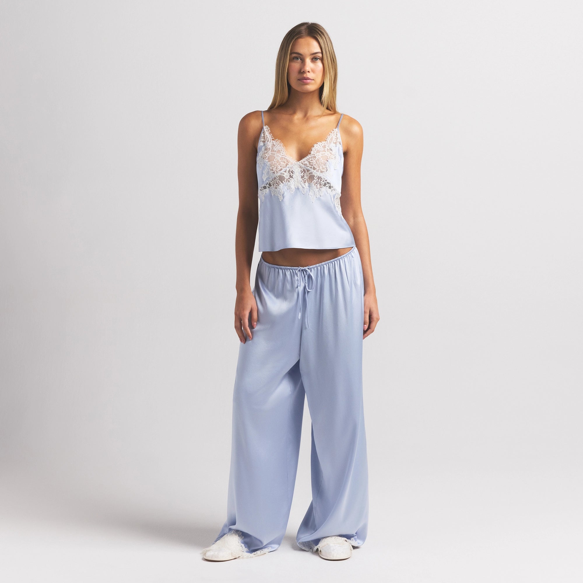 Silk Lace Straight Leg Pant